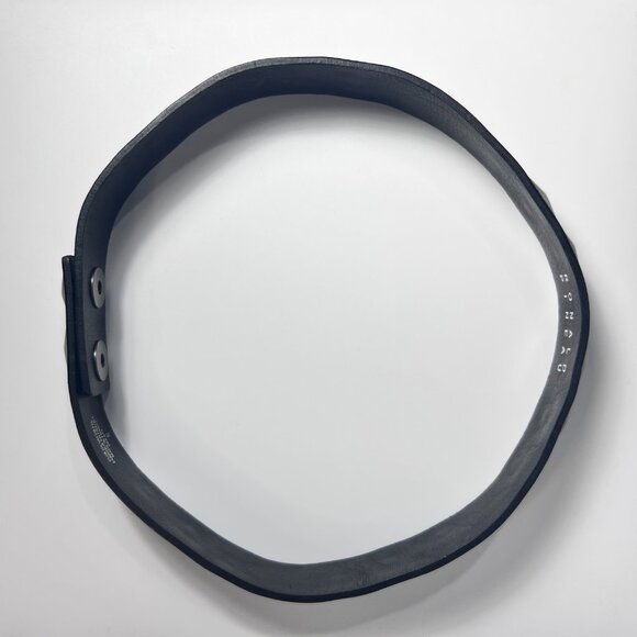 RONALD PINEAU Studded Gray Leather Belt with Snap Closure, Made in France